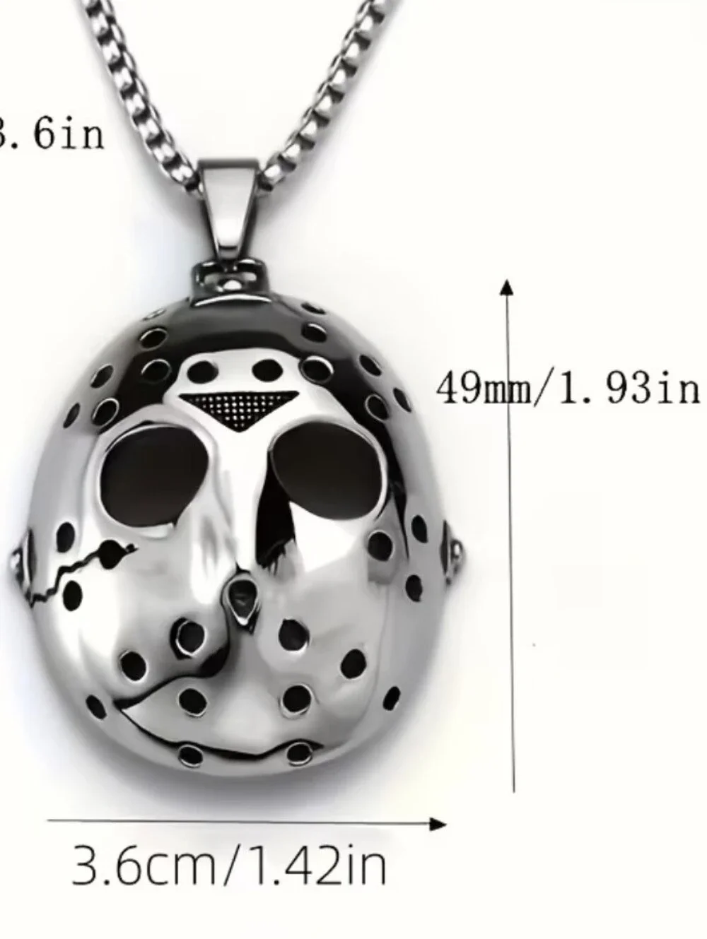 Friday the 13th Jason Pendant with Stainless Steel Necklace Silvertone